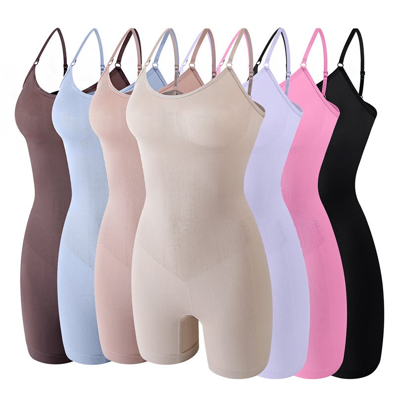 Plus Size One-Piece Boxer Tight Cropped Pants Open Crotch Pants Belly Contracting Corset Sling Postpartum Slimming Clothes Chest Support - Image 5