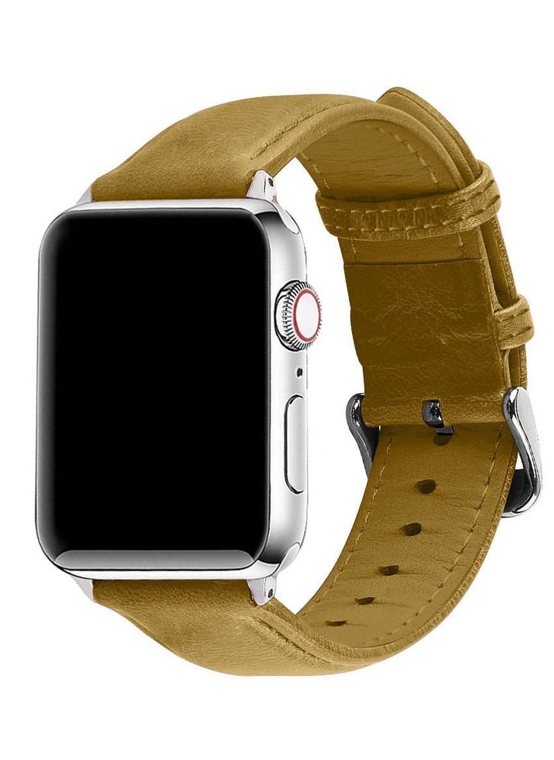 CATANES - Apple Watch Band 41mm/40mm/38mm Premium Leather Band Buckle Strap Wristband Light Brown - Image 1