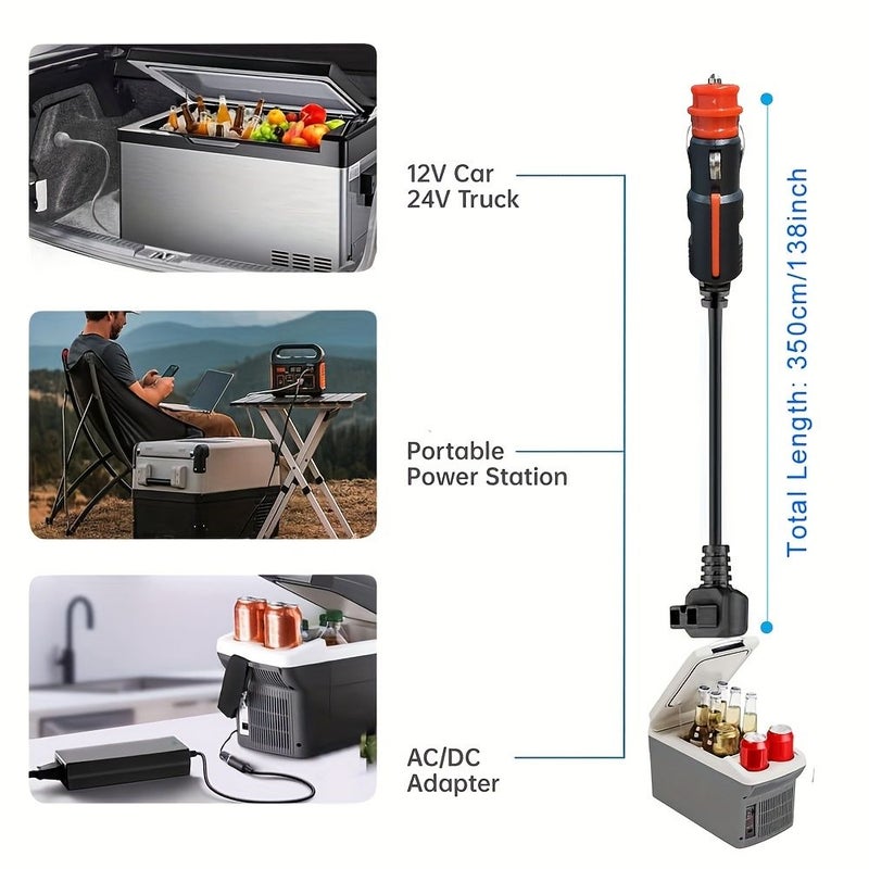 12V 24V Car Refrigerator Power Cord 350cm 138inch Extension Cable For Portable Freezer Without Battery - Image 2
