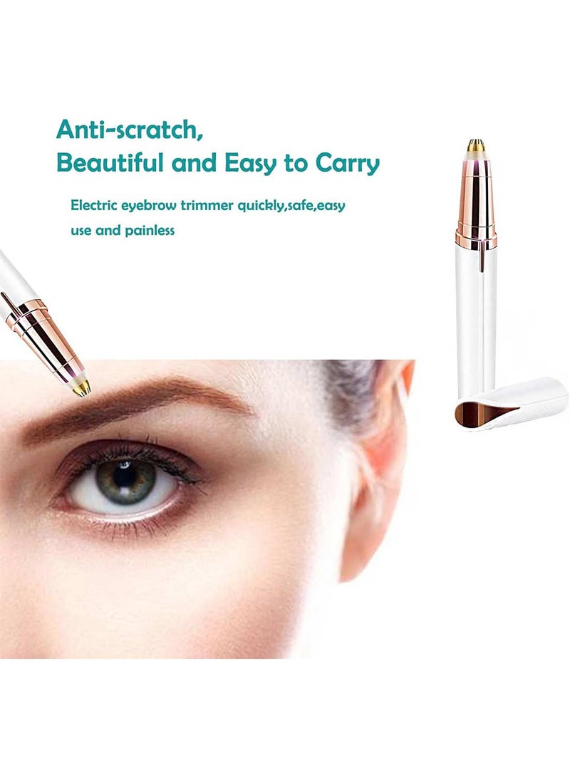 Generic Eyebrow Trimmer Painless Facial Hair Remover Finishing Touch Flawless Razor for Men Women Elecric USB Rechargeable Eyebrow Device with LED Light White  - Image 5