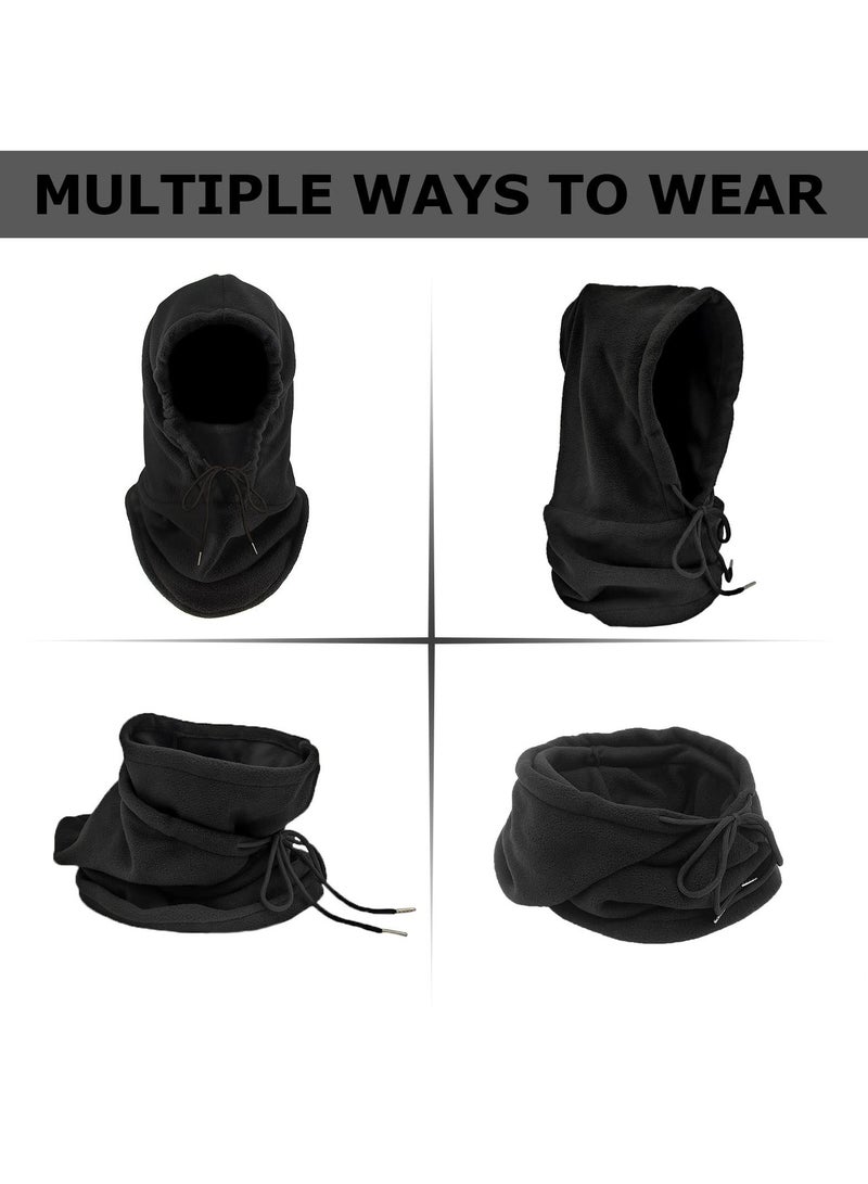 KASTWAVE Windproof Skimask, 2 Pcs Balaclava, Mask Hood Hat, Black Thermal Fleece Face Masks, Hat Snood, Neck Warmer, Ski Face Scarf Snood Thermal for Men Women, One Size, for Moto Ski Cycling - Image 4