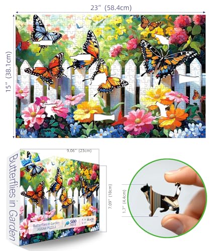 Blueforest 500Piece Jigsaw Puzzle for Adults Butterfly Garden Spring Colorful Flowers 500pc Adult Puzzles NatureThemed Flower Puzzle Challenging Yet Relaxing Activity Gift for Puzzle Lovers23x15 - Image 5