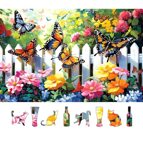 Blueforest 500Piece Jigsaw Puzzle for Adults Butterfly Garden Spring Colorful Flowers 500pc Adult Puzzles NatureThemed Flower Puzzle Challenging Yet Relaxing Activity Gift for Puzzle Lovers23x15 - Image 1