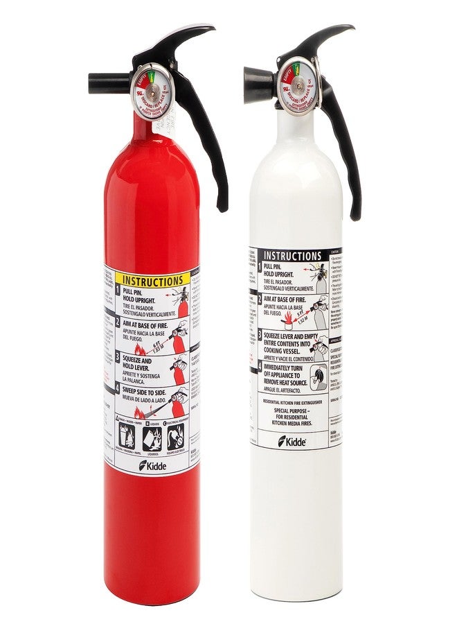 Kidde Kitchen Fire Extinguishers for Home & Office Use, 2 Pack: One 1-A:10-B:C and One Specialty Kitchen Extinguisher, Wall Mount & Strap Brackets Included - Image 1