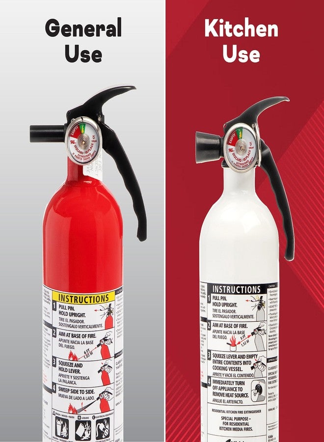 Kidde Kitchen Fire Extinguishers for Home & Office Use, 2 Pack: One 1-A:10-B:C and One Specialty Kitchen Extinguisher, Wall Mount & Strap Brackets Included - Image 2