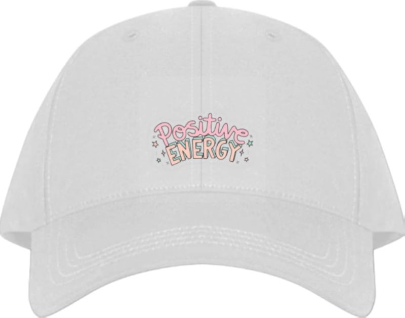 positive energy Plain unisex baseball cap White