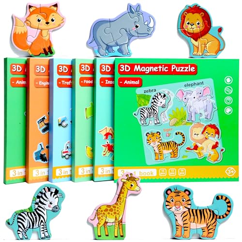 QimuMku Magnetic Puzzles for Kids Ages 13 Travel Toddler Puzzles Ages 24 Year Animal Activities Toy for Boys Girls 35 yo Learning Magnet Gift for Road Trip - Image 1