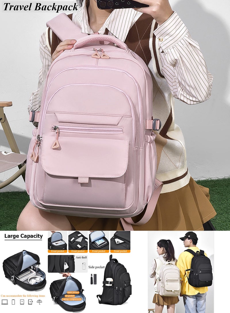 Qiccijoo Laptop Backpack Travel Backpack College School Backpack for Men or Women Work Backpack Fits 15.6 Inch Laptop Computer Backpack Bookbag Gift(Pink) - Image 4