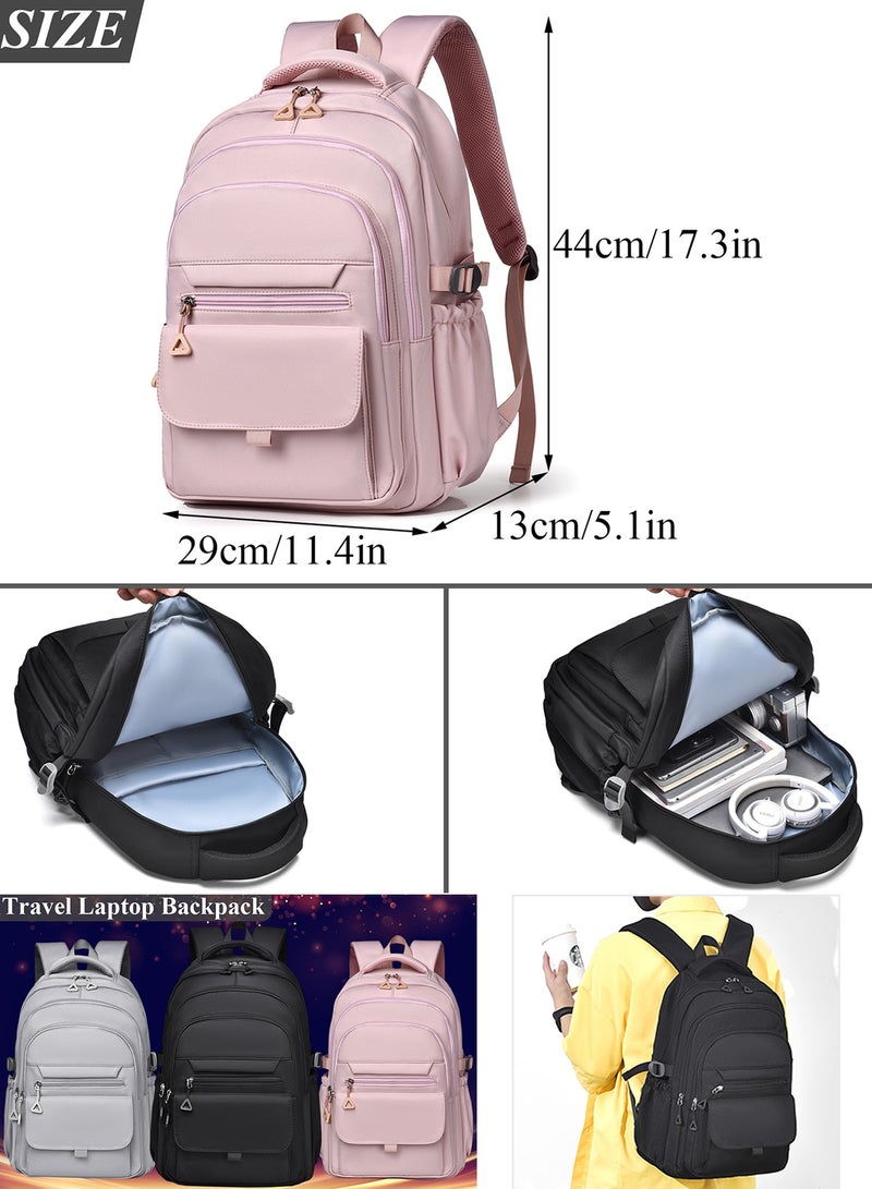 Qiccijoo Laptop Backpack Travel Backpack College School Backpack for Men or Women Work Backpack Fits 15.6 Inch Laptop Computer Backpack Bookbag Gift(Pink) - Image 2