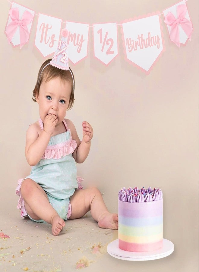 SuPoo 1/2 Birthday Decorations High Chair Banner and Hat Pink Bow Half Birthday Crown Headband Outfit Chair Skirt 6 Month Photo Backdrop Banner Half Way to One Party Decorations - Image 4