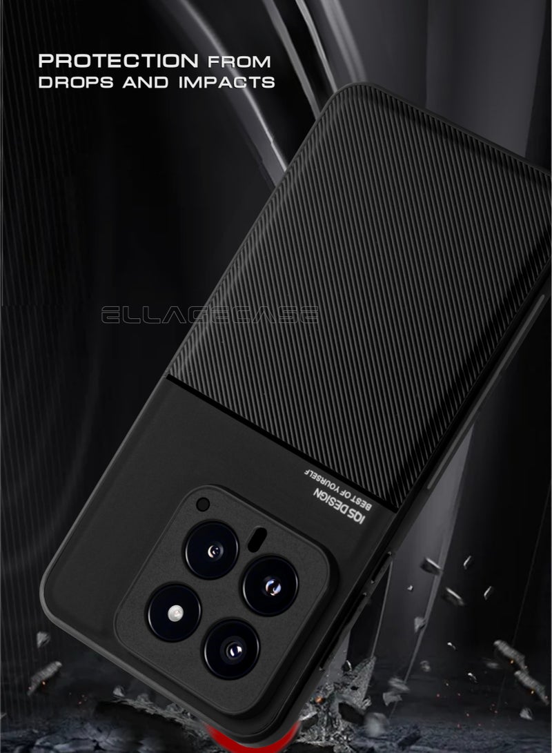 ELLAGECASE حافظة فاخرة رفيعة للغاية لهاتف شاومي 14، لوحة معدنية مخفية، تصميم نحيف، سهل الحمل، وحماية معززة للكاميرا - Image 2