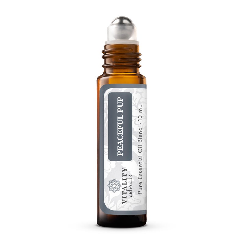 Vitality Peaceful Pup - Dog Anxiety & Stress Relief Roll-On (by Vitality Extracts) - Natural Calm, Ease Anxiety & Stress, Aromatherapy, Lavender Essential Oil, Lemon Essential Oil, in Almond Oil Base - Image 1