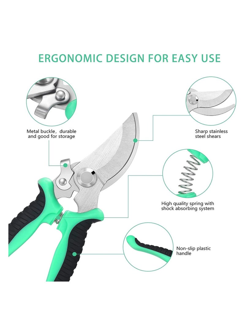 Alruht 6 Pieces Garden Pruning Shears, Garden Professional Secateurs, Handheld Scissors Set with Gardening Gloves, Heavy Duty Garden Bypass Pruning Shears, Tree Trimmers Secateurs, Fruit Tree Pruning Shears  - Image 5