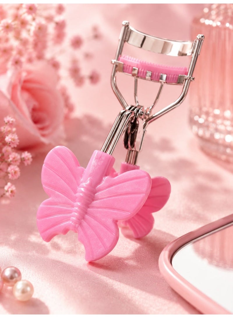 Butterfly Eyelash Curler with Built-In Comb, Metal Lash Curling Tool with Ergonomic Butterfly-Shaped Finger Grips, Portable Eyelash Curler for Women, Assorted Colors - Image 1