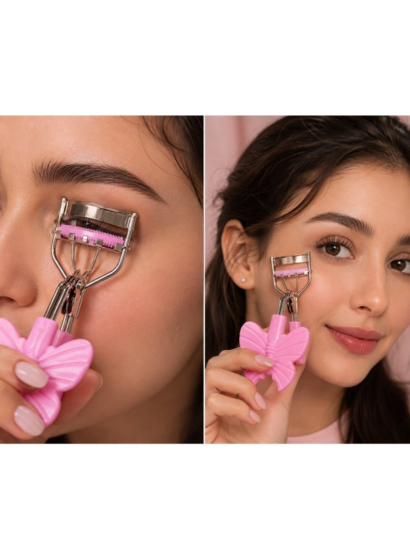 Butterfly Eyelash Curler with Built-In Comb, Metal Lash Curling Tool with Ergonomic Butterfly-Shaped Finger Grips, Portable Eyelash Curler for Women, Assorted Colors - Image 2