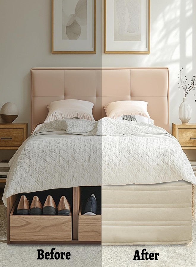 Ramesses Queen Bed Skirt 14 inch Drop,Blended Quilted Bedframe Cover,Box Spring Cover,wrap Around Bed Skirt,Fade Resistant Dust Ruffle(Light Khaki, Queen) - Image 5