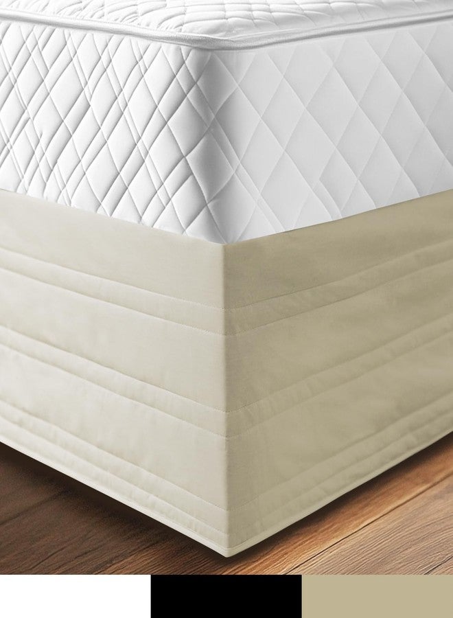 Ramesses Queen Bed Skirt 14 inch Drop,Blended Quilted Bedframe Cover,Box Spring Cover,wrap Around Bed Skirt,Fade Resistant Dust Ruffle(Light Khaki, Queen) - Image 3