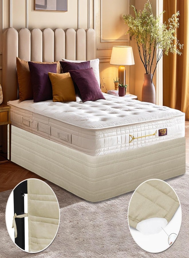 Ramesses Queen Bed Skirt 14 inch Drop,Blended Quilted Bedframe Cover,Box Spring Cover,wrap Around Bed Skirt,Fade Resistant Dust Ruffle(Light Khaki, Queen) - Image 2