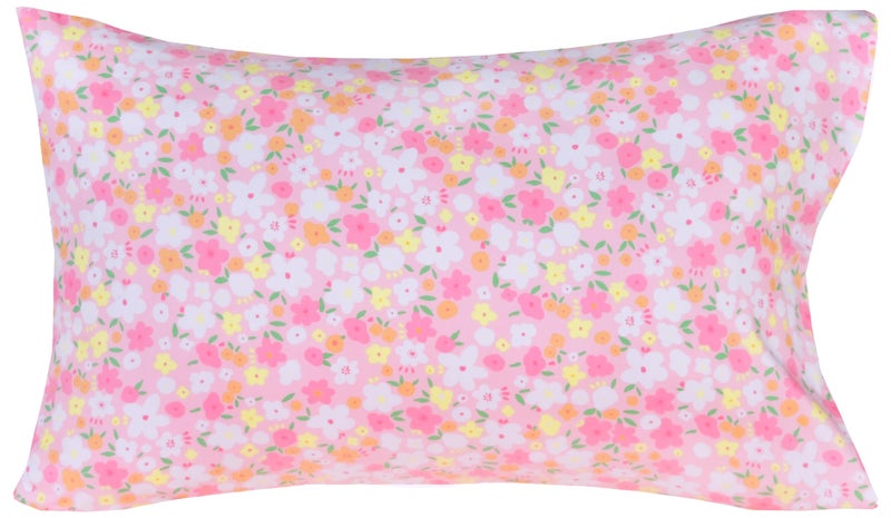 J-pinno Pink Floral Flower Cartoon 100% Cotton Twin 3 Pieces Sheet Set Decoration Kids Boys Girls Children Flat Sheet + Fitted Sheet + Pillowcase Bedding Set - Image 5