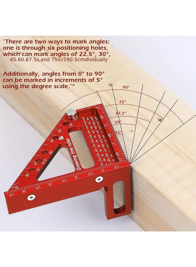 مسطرة ثقب المثلث متعددة الوظائف 45 و 90 درجة أداة النجارة من الألومنيوم - Image 1