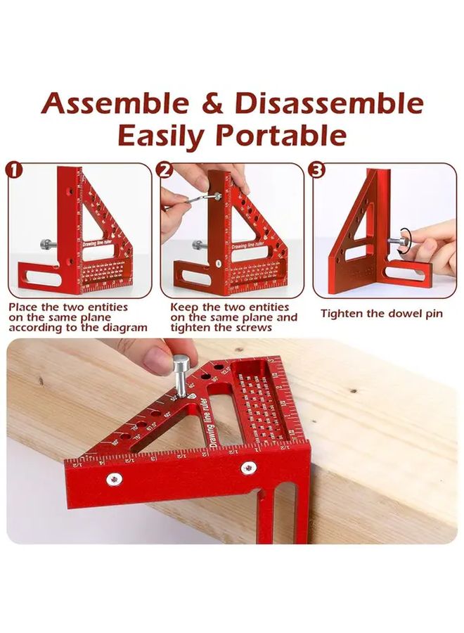 مسطرة ثقب المثلث متعددة الوظائف 45 و 90 درجة أداة النجارة من الألومنيوم - Image 2