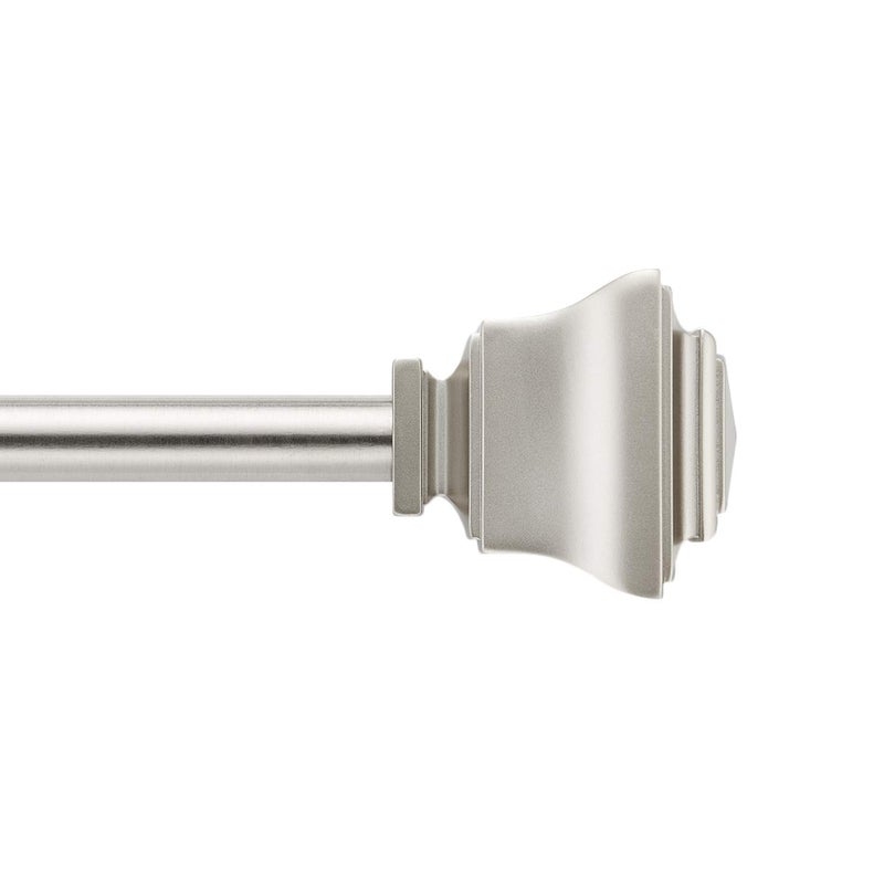 MODE Simplicity Collection 5/8" Diameter Curtain Rod Set with Square Curtain Rod Finials and Steel Wall Mounted Adjustable Curtain Rod, Fits 32â€ to 90â€ Windows, Nickel
