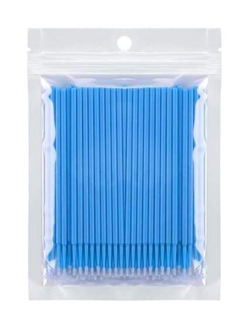 100 pcs Micro Brushes, Microswabs for Eyelash Extensions, Microbrush Applicators Brush, Lash Mascara Wand Cotton Swabs Qtips for Eye Dental Lashes Eyebrow and Personal Care (BLUE)
