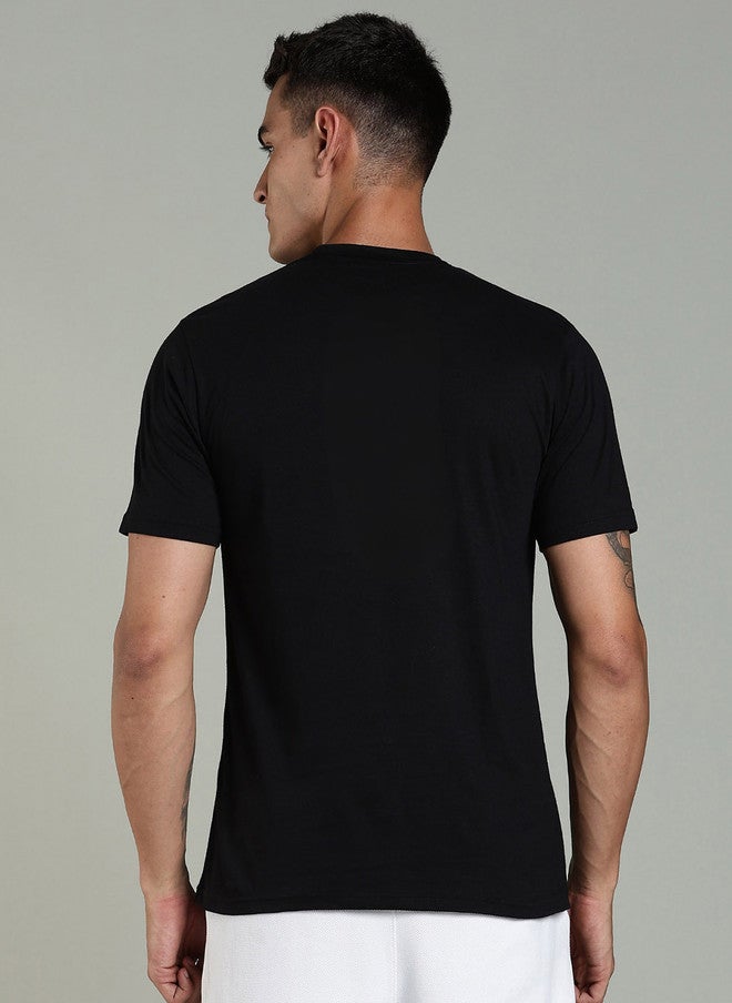 OUTLAWS Men's Solid Round Neck Cotton T-Shirt in Black | Color Lock Technology | No Shrinkage | Soft, Breathable & Comfortable Casual Wear - Image 5