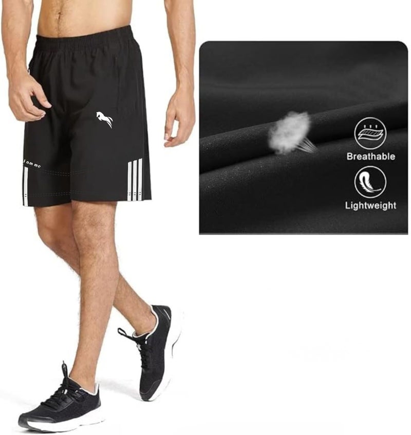 JUST RIDER Shorts for Gym & Sports - Quick Dry, Half Pants for Men & Boys (Alpha, L, Regular) - Black & White - Image 4