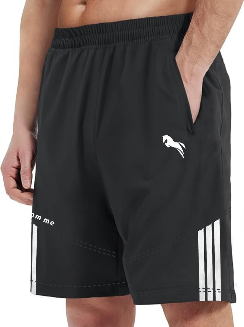 JUST RIDER Shorts for Gym & Sports - Quick Dry, Half Pants for Men & Boys (Alpha, L, Regular) - Black & White - Image 1
