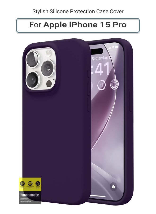 huanmate - Stylish Silicone Case Cover For Apple iPhone 15 Pro Dark Purple - Image 1