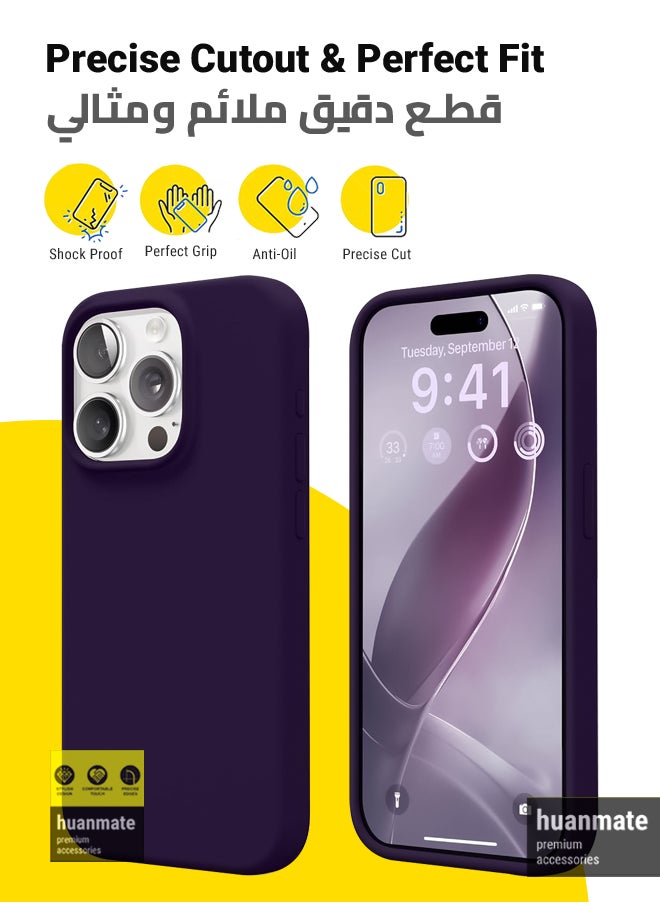 huanmate - Stylish Silicone Case Cover For Apple iPhone 15 Pro Dark Purple - Image 1