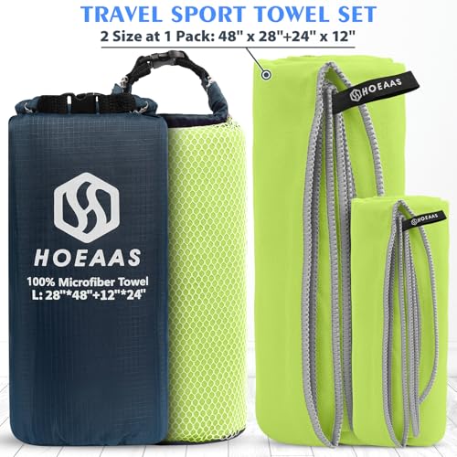 HOEAAS Microfiber Camping Towels Quick Dry Travel Towel Super Absorbent Ultra Compact Soft Lightweight Fast Drying Sports Towel for Sweat for PoolGymHikingBackpackingL48x2824x12 - Image 3