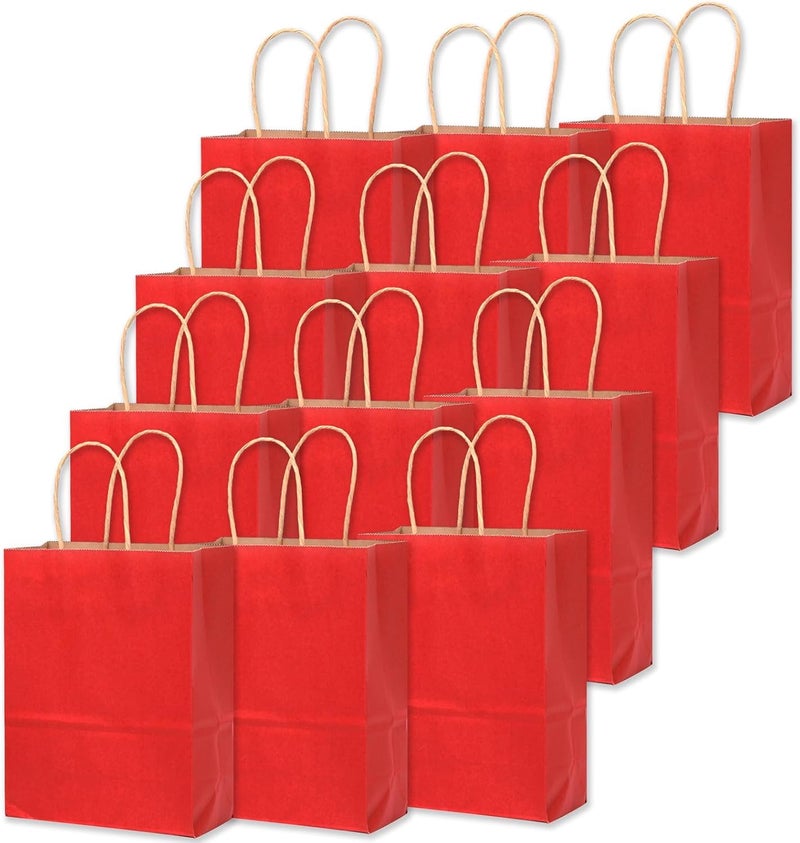 Amit Marketing Small Paper Bag with Handles - 6X3.15X8.25 Inch I Kraft Paper Bags I for Return Gifts, Wedding, Birthday, Party Favours, Shopping, Retail, Grocery, Craft & Business Use (Red, Set of 20) - Image 1