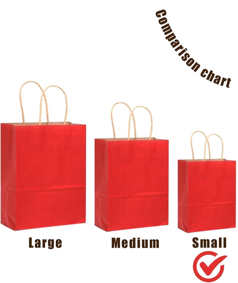 Amit Marketing Small Paper Bag with Handles - 6X3.15X8.25 Inch I Kraft Paper Bags I for Return Gifts, Wedding, Birthday, Party Favours, Shopping, Retail, Grocery, Craft & Business Use (Red, Set of 20) - Image 4