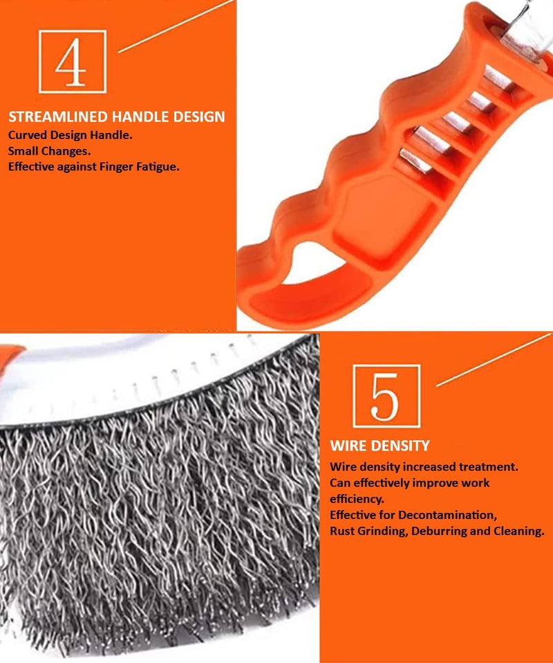 Harden Professional 225mm Hand Steel Wire Brush Scraper Plastic Handle for Derusting and Polishing 620140 - Image 5