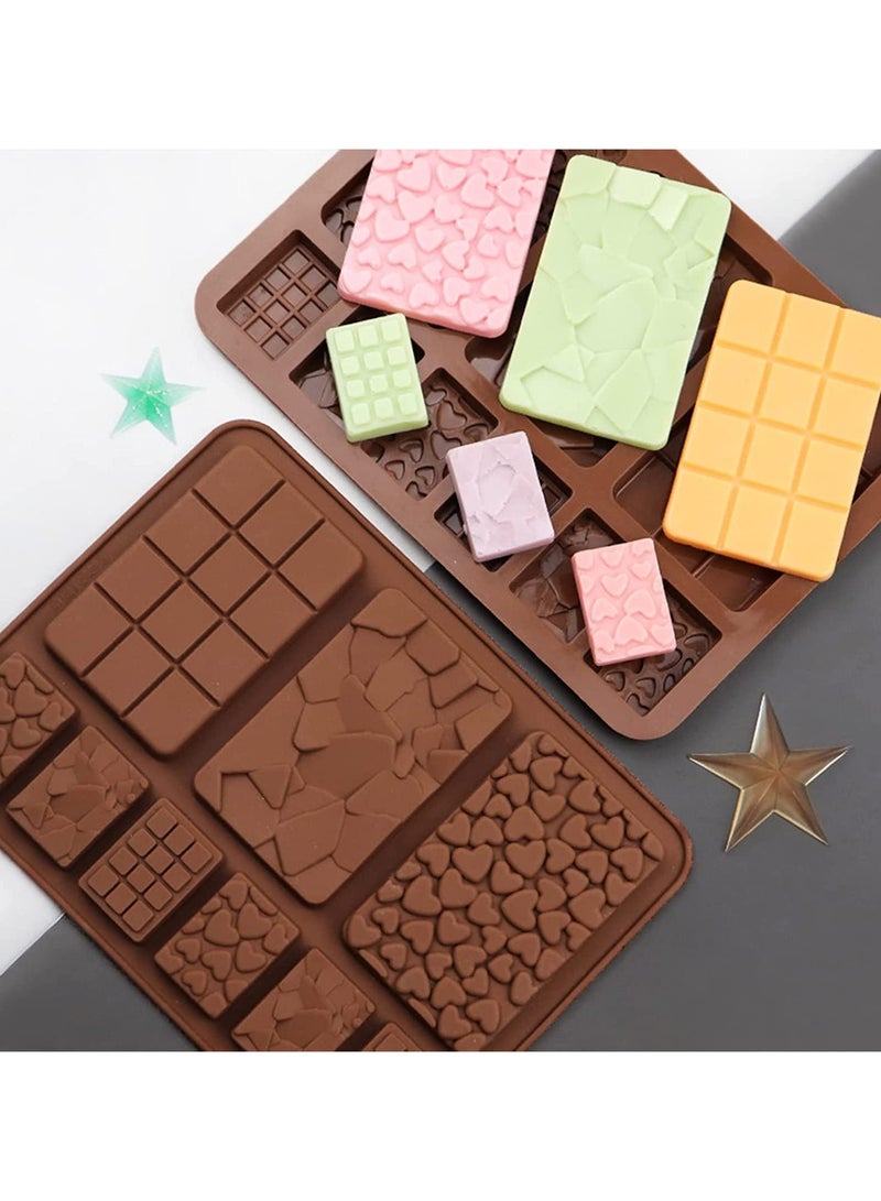 SYOSI 3 PCS Silicone Chocolate Mould, Mix Shape Break-Apart Chocolate Bar Mini Waffle Shape Heart Shape Fragments Square Shape Moulds  Homemade Protein and Energy Bar Mold Candy Cake Decoration - Image 2