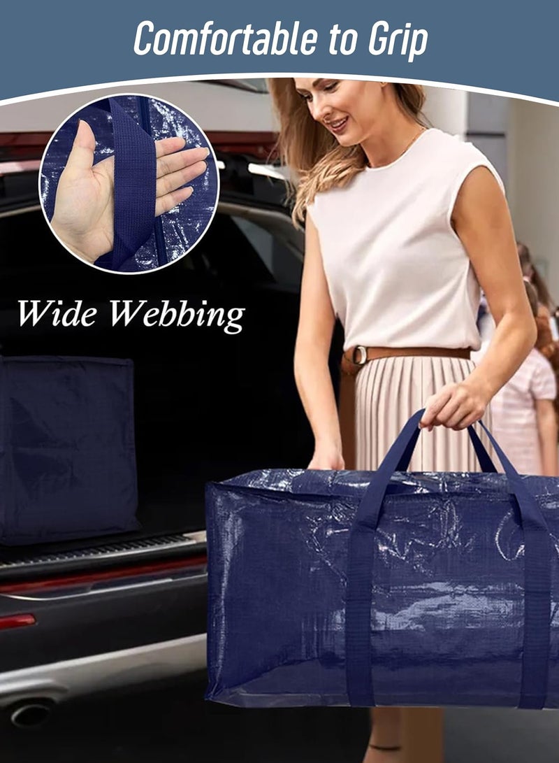 LENND 6 Pack Extra Heavy Duty Large Moving Bags with Strong Zipper & Comfortable Handles, Sturdy & Durable Clothes Storage Bags Totes Bins, Blue Packing Moving Boxes for College Supplies, Dark Blue - Image 5