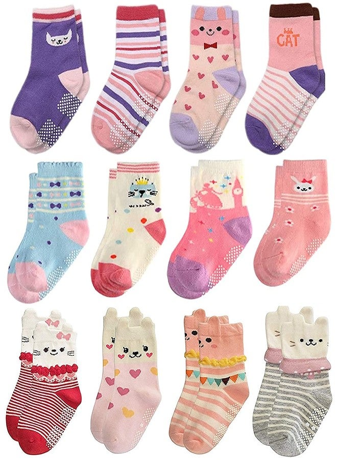 Kidbee Baby Kids Girl's Organic Soft Cotton Anti Slip/Anti Skid Socks Multicolor (2-3 Years, 7 Pairs) - Image 2