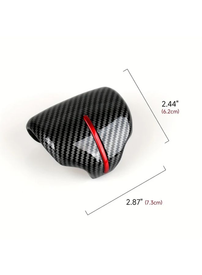 Carbon Fiber Gear Shift Knob Cover With Red Line For 2017 2022 Models - Image 3