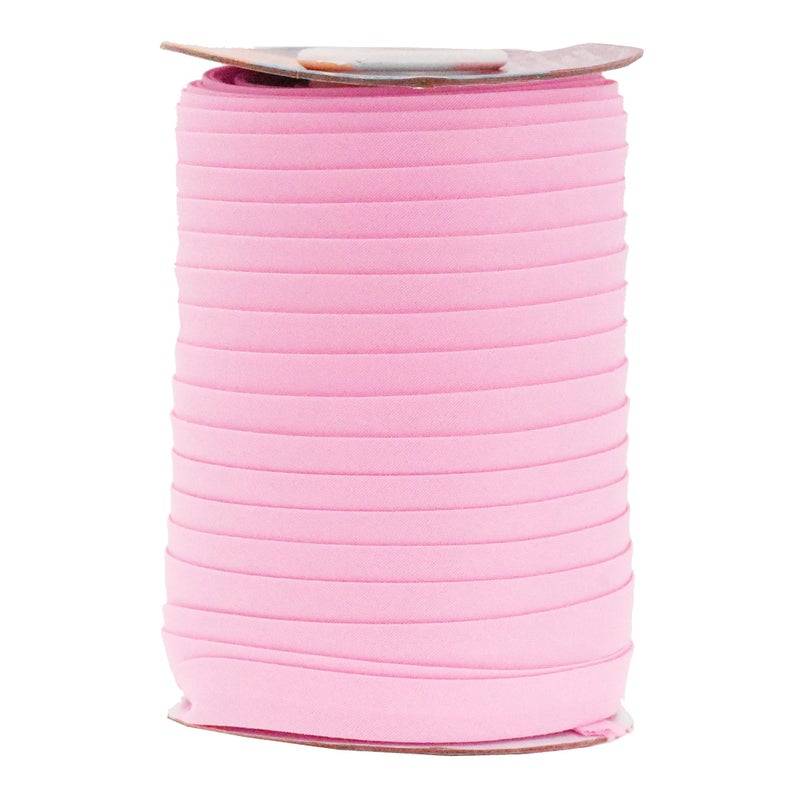 Mandala Crafts 55 Yards 1/2 Inch Pink Double Fold Bias Tape for Sewing - Bias Binding Tape for Quilting Binding, Hemming, Seam, and Fabric Piping