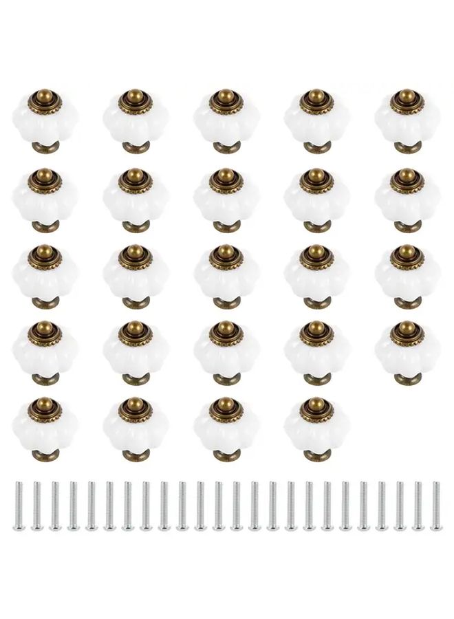24 Pcs Vintage Style Metal Pumpkin Cabinet Knobs Polished Aluminum Drawer Pulls With Screws For Closet Cupboard Dresser 1 Set Decorative Hardware Home Improvement - Image 4