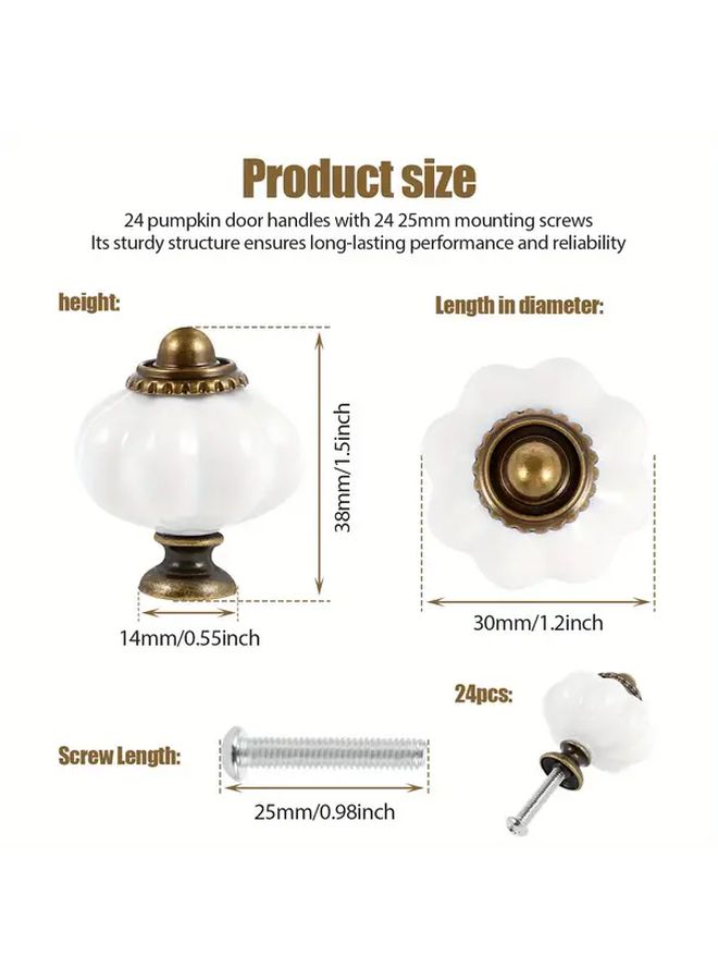 24 Pcs Vintage Style Metal Pumpkin Cabinet Knobs Polished Aluminum Drawer Pulls With Screws For Closet Cupboard Dresser 1 Set Decorative Hardware Home Improvement - Image 3