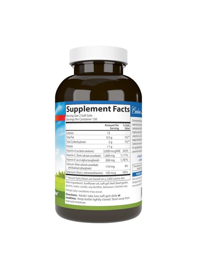 Carlson Carlson - ACES, Vitamins A, C, E + Selenium, Cellular Health & Immune Support, Antioxidant, 300 Softgels - Image 2