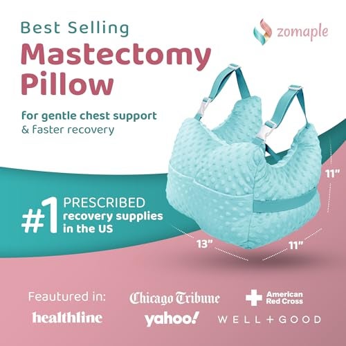 Zomaple Mastectomy Recovery Pillow with Strap, Swirly Gel Pack, Seat Belt Cover & Shower Lan – Post Mastectomy Must Haves, Breast Augmentation/Reduction & Mastectomy Recovery Supplies – Washable Cover - Image 2