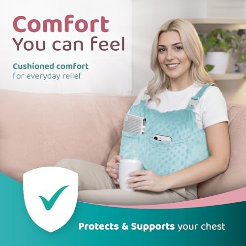 Zomaple Mastectomy Recovery Pillow with Strap, Swirly Gel Pack, Seat Belt Cover & Shower Lan – Post Mastectomy Must Haves, Breast Augmentation/Reduction & Mastectomy Recovery Supplies – Washable Cover - Image 3