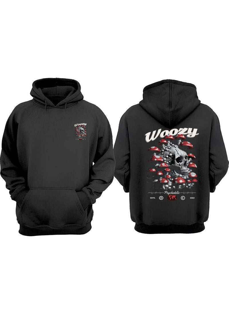 The Wert - Unisex Psychedelic Graphic Design Front Back Printed Regular Fit Black Sweatshirt - Image 1