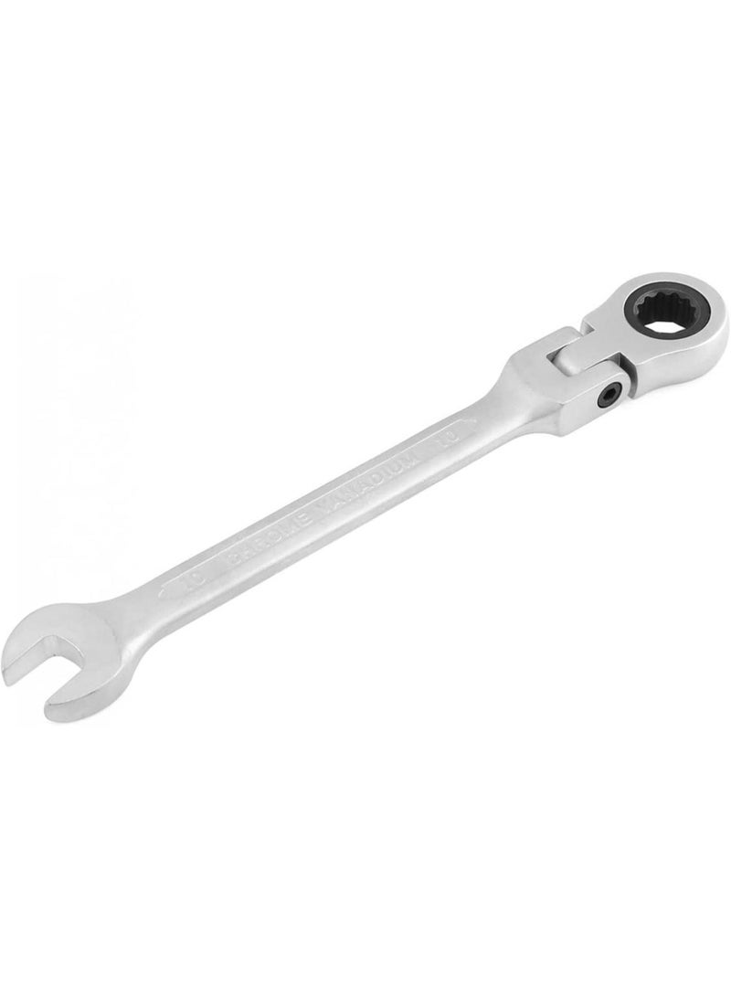 GGOOT Hardware Tools Home Improvement, Open-end Spanners Practical 10MM CRV72 Flexible Head Matte Ratchet Dual-use Wrench Polished Foldable - Image 1