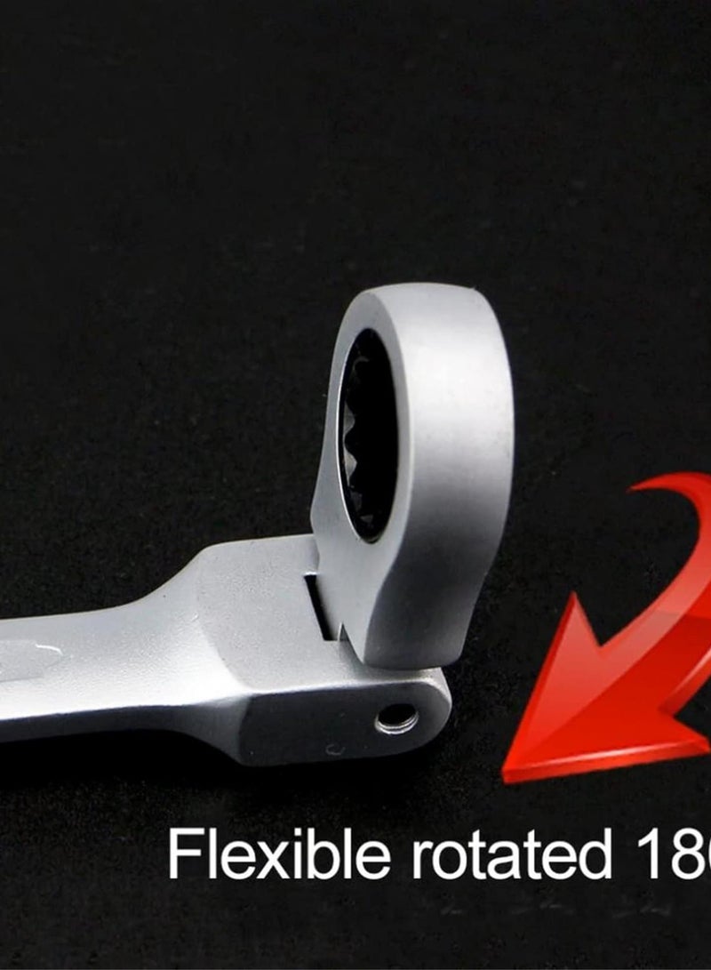 GGOOT Hardware Tools Home Improvement, Open-end Spanners Practical 10MM CRV72 Flexible Head Matte Ratchet Dual-use Wrench Polished Foldable - Image 3