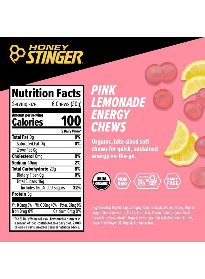 Honey Stinger Organic Pink Lemonade Energy Chew | Gluten Free & Caffeine Free | For Exercise, Running and Performance | Sports Nutrition for Home & Gym, Pre and Mid Workout | 12 Pack, 21.6 Ounce - Image 2